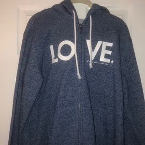 Heathered Blue “LOVE” Zip-up Hoodie-TWLOHA-NEW